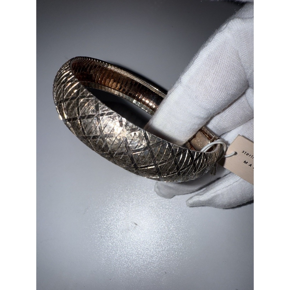 Vintage Sterling Silver Vermeil Tri Bracelet 925 Bronze‎ Diamond Cut Lattice